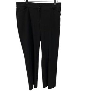 Talbots Curvy Black Dress Trouser Pants Size 10 Stretch Wide Leg Flat Front